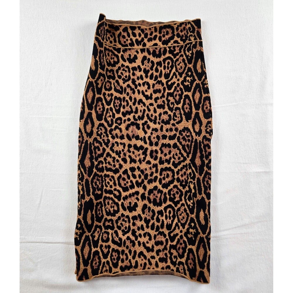 BCBG Max Azria Gavin Pencil Skirt Women XS Leopard Print Midi Tight Cheetah